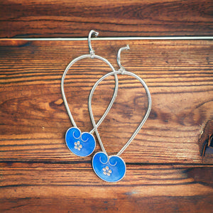 Blue Lotus Dangle Earrings