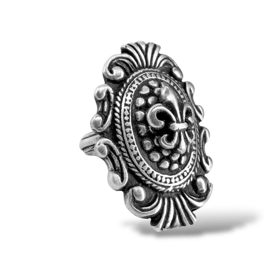 Fluer De Lis Ornate Statement Ring