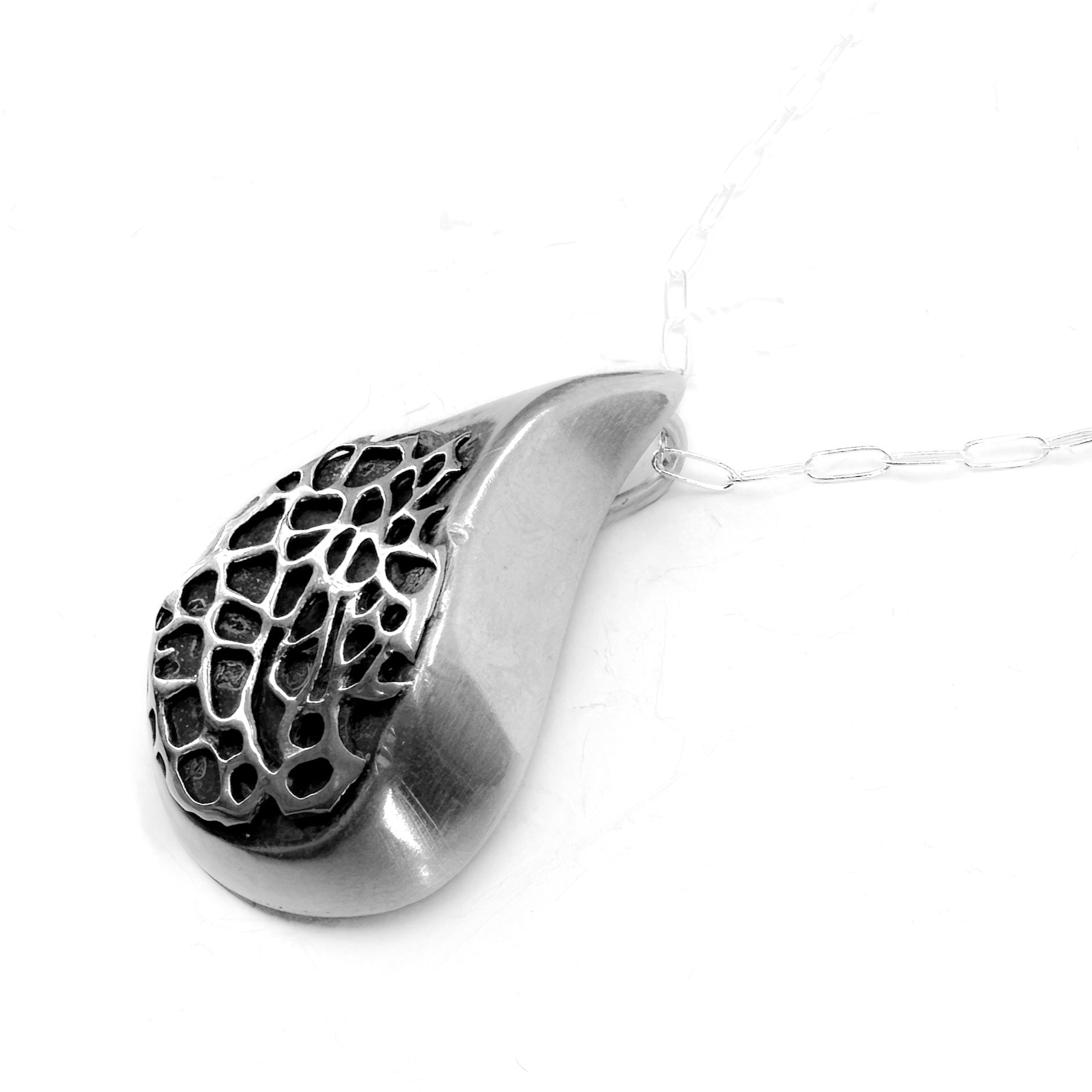 Teardrop Lunar Surface Pendant Necklace