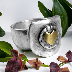 Sterling Signet with Brass Heart