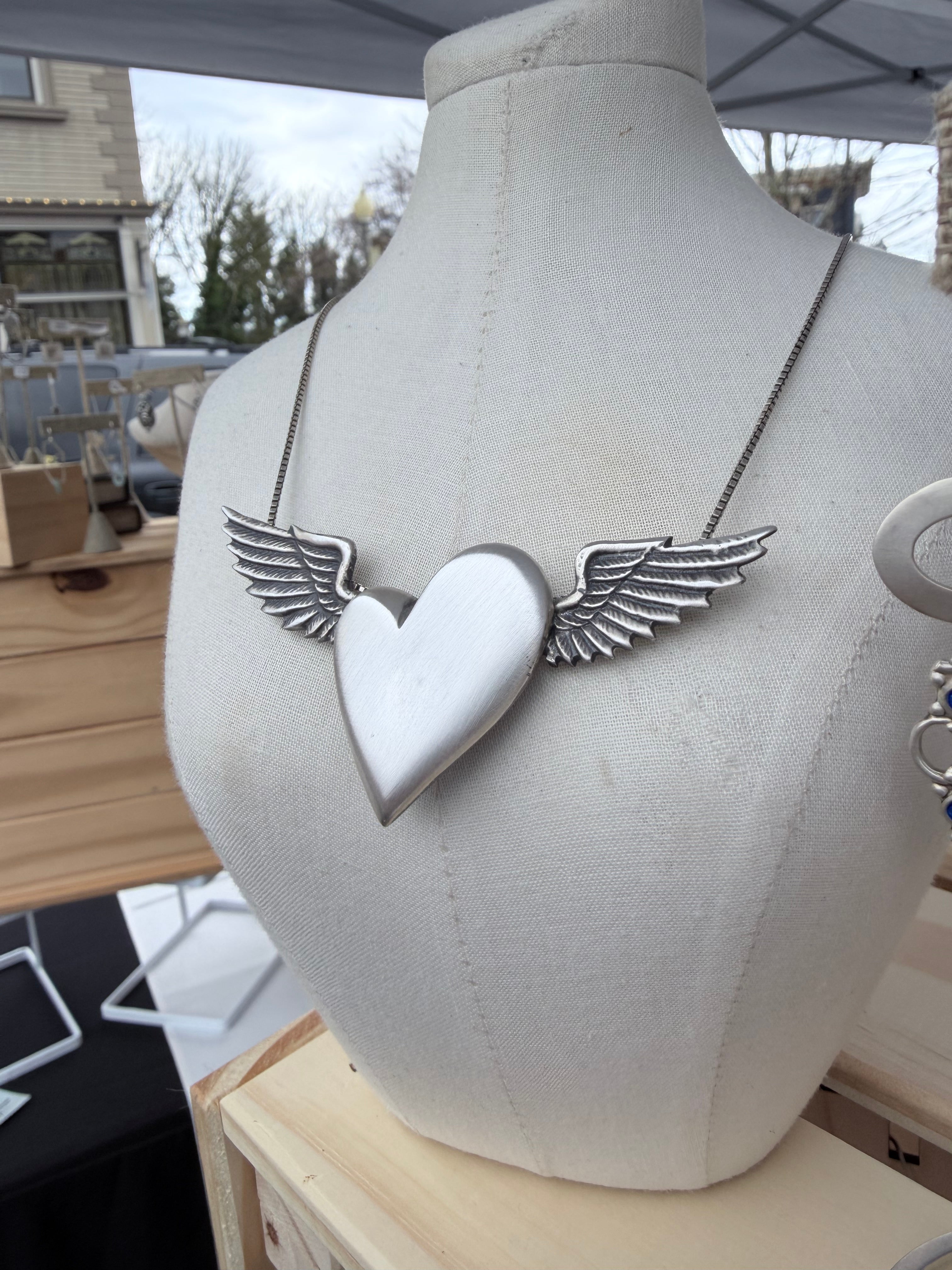 Large Winged Heart Pendant