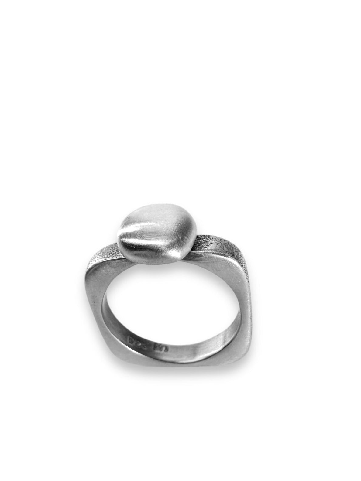 Square Ring with Silver Ball
