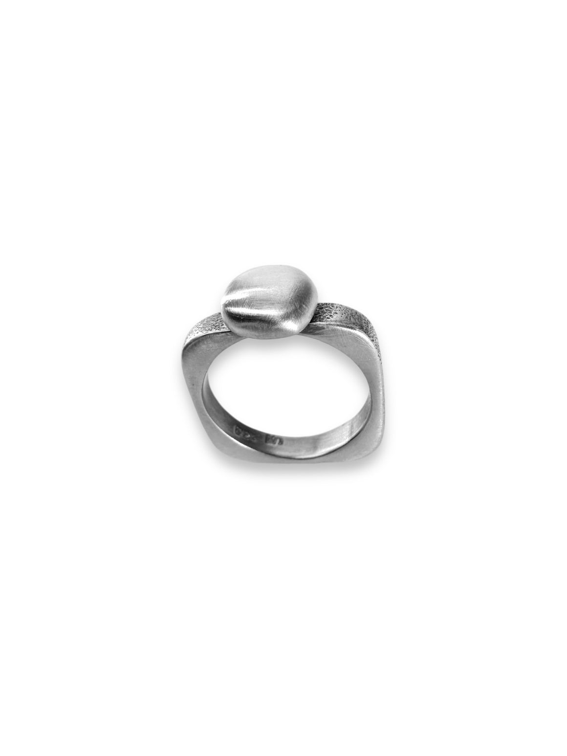 Square Ring with Silver Ball