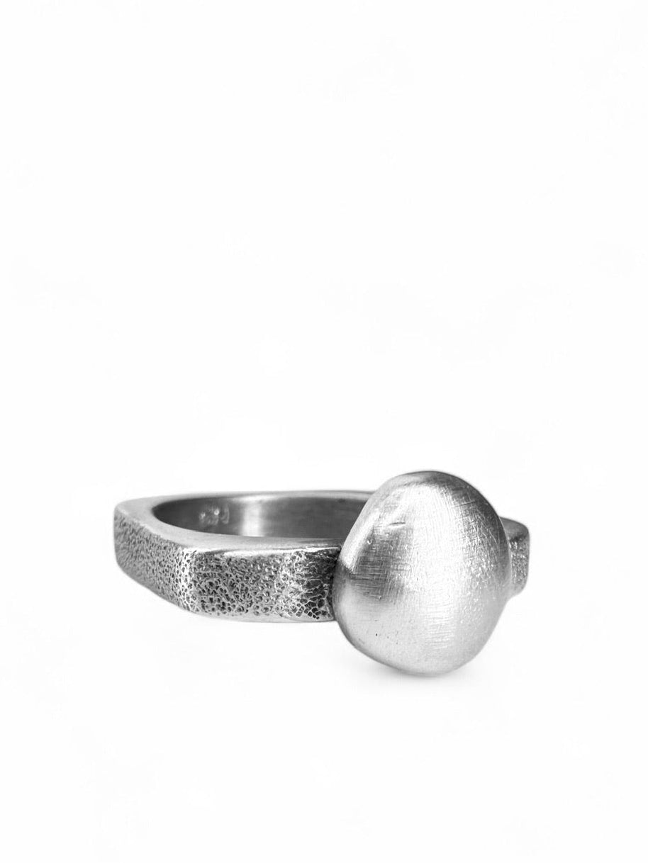 Square Ring with Silver Ball