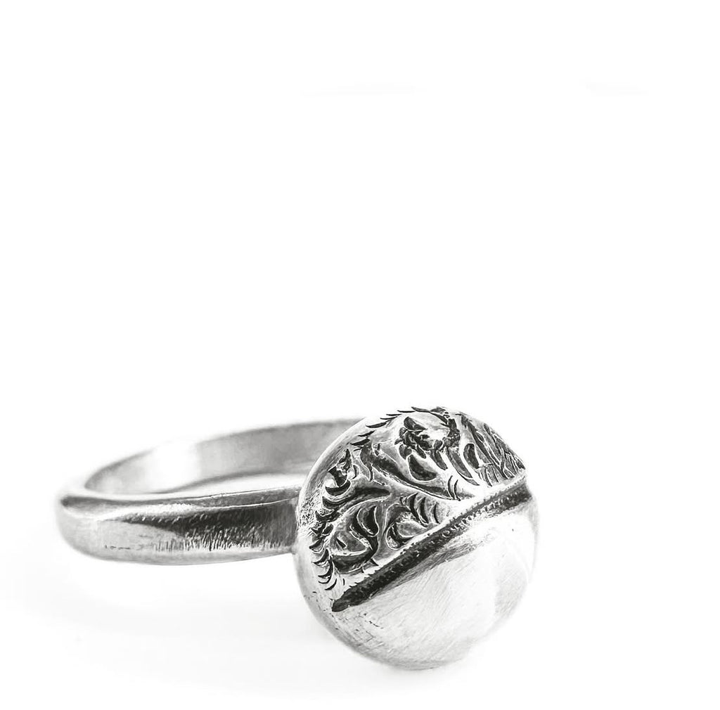 Engraved Button Ring