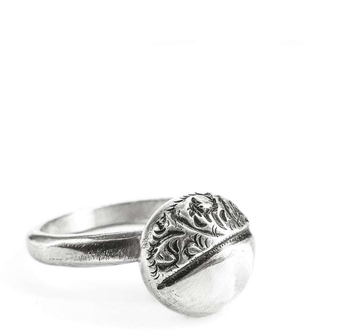 Engraved Button Ring