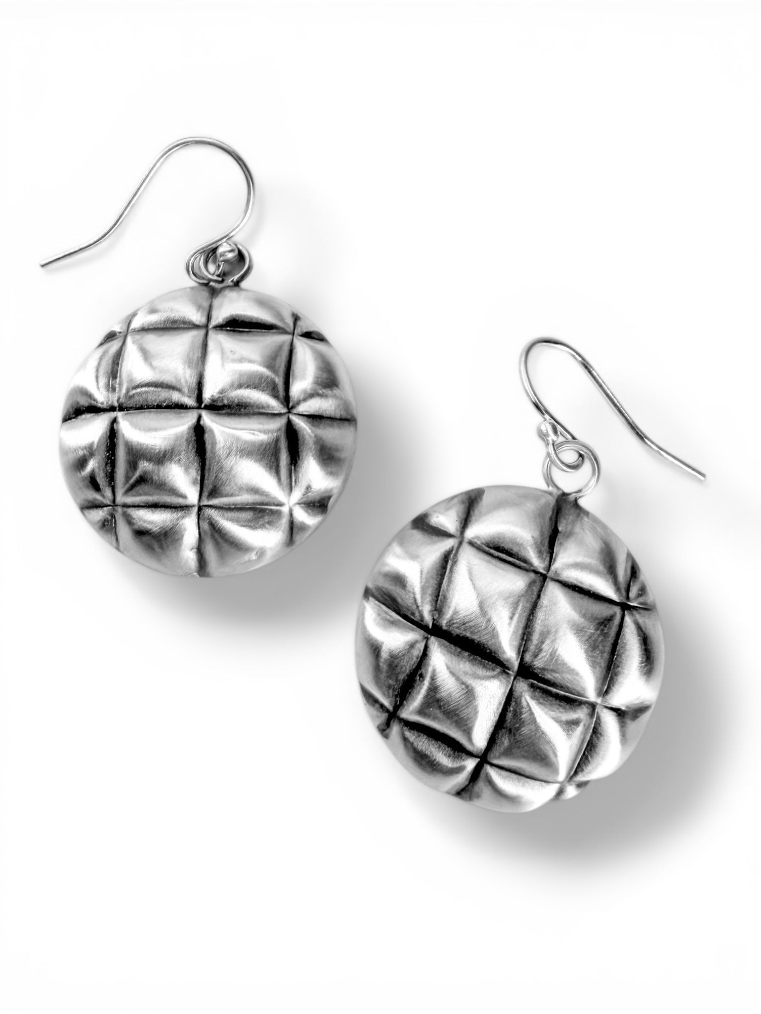 Round Quilted Puffy Earrings