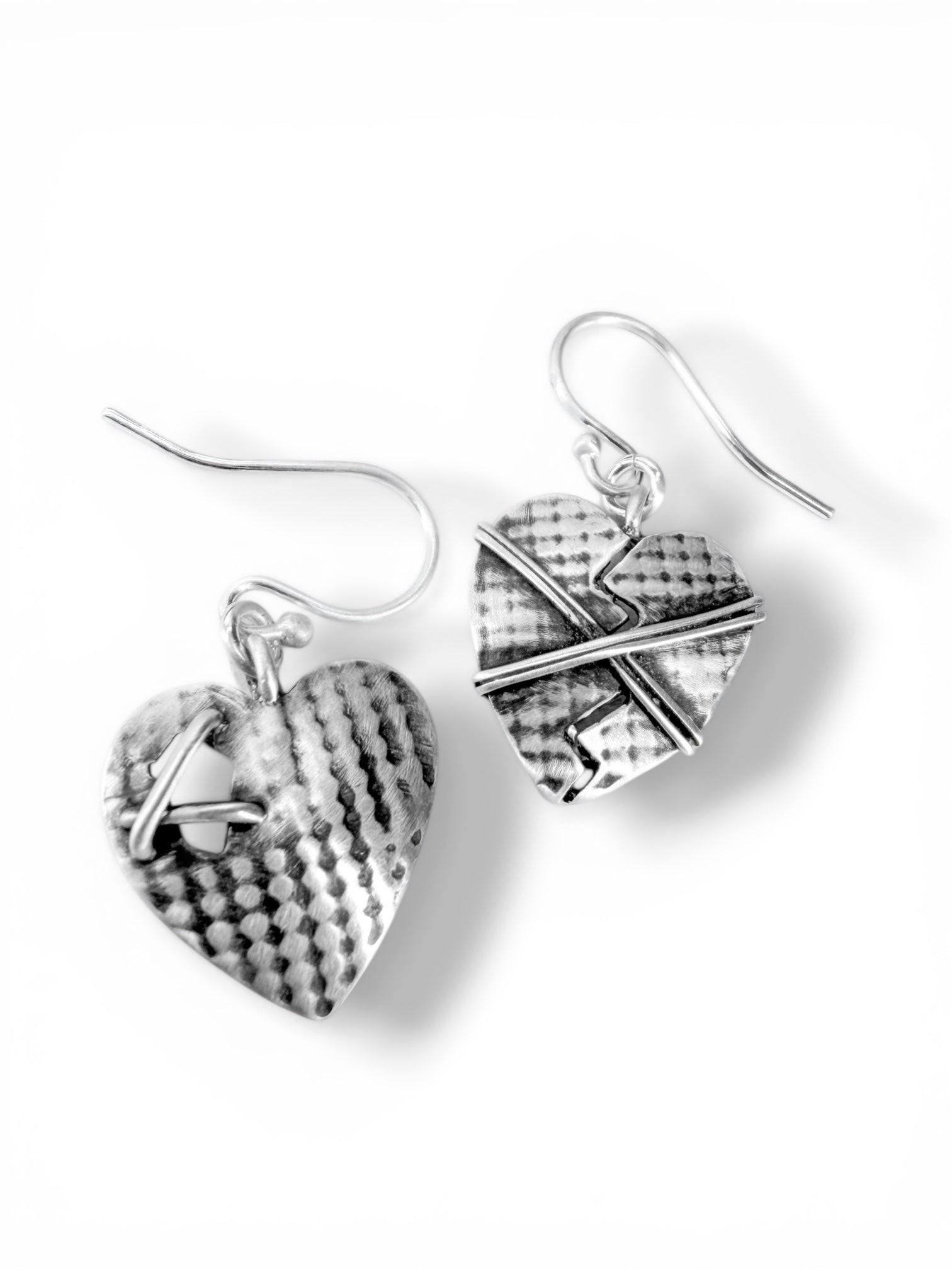 Stitched heart earrings