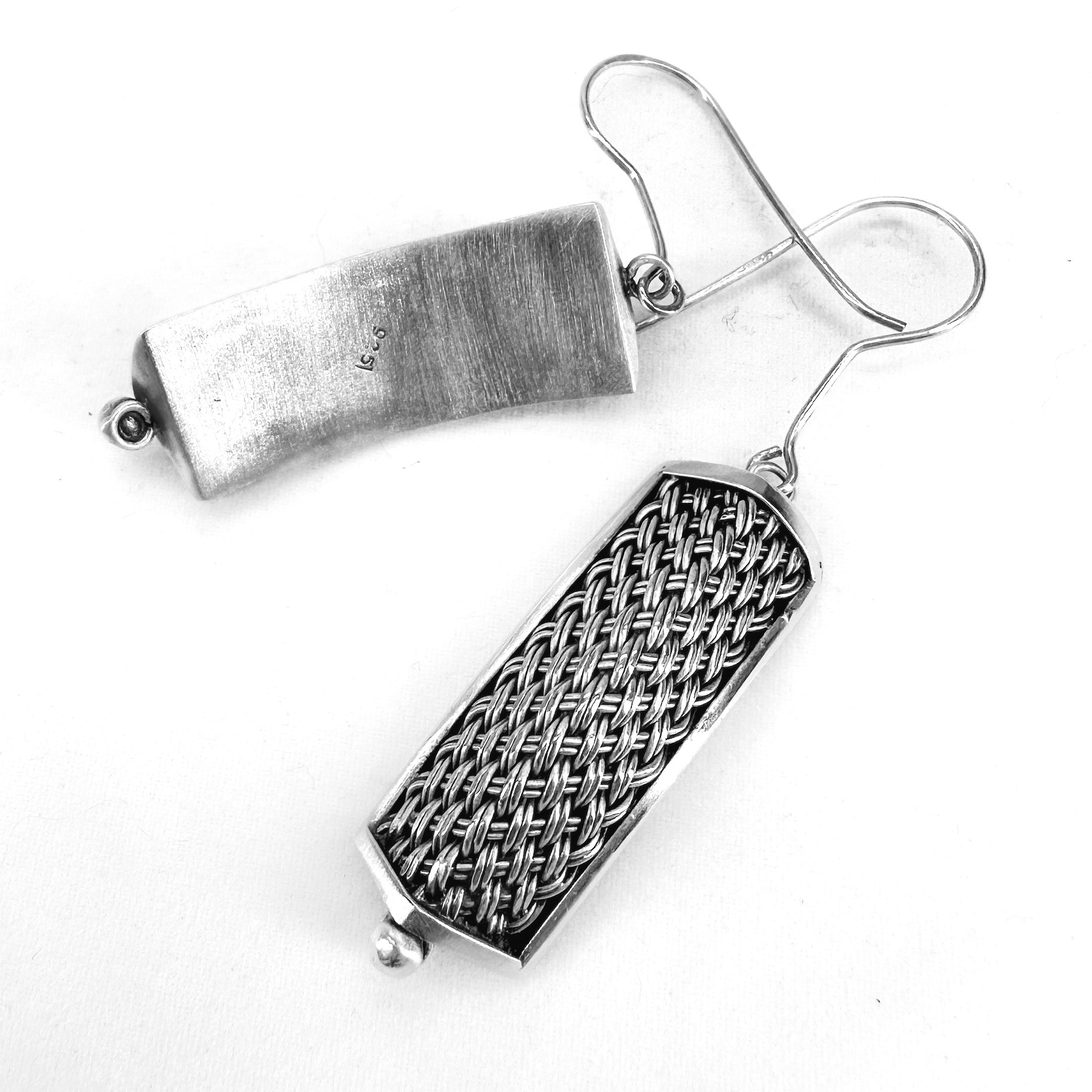 Sterling weave dangle earrings