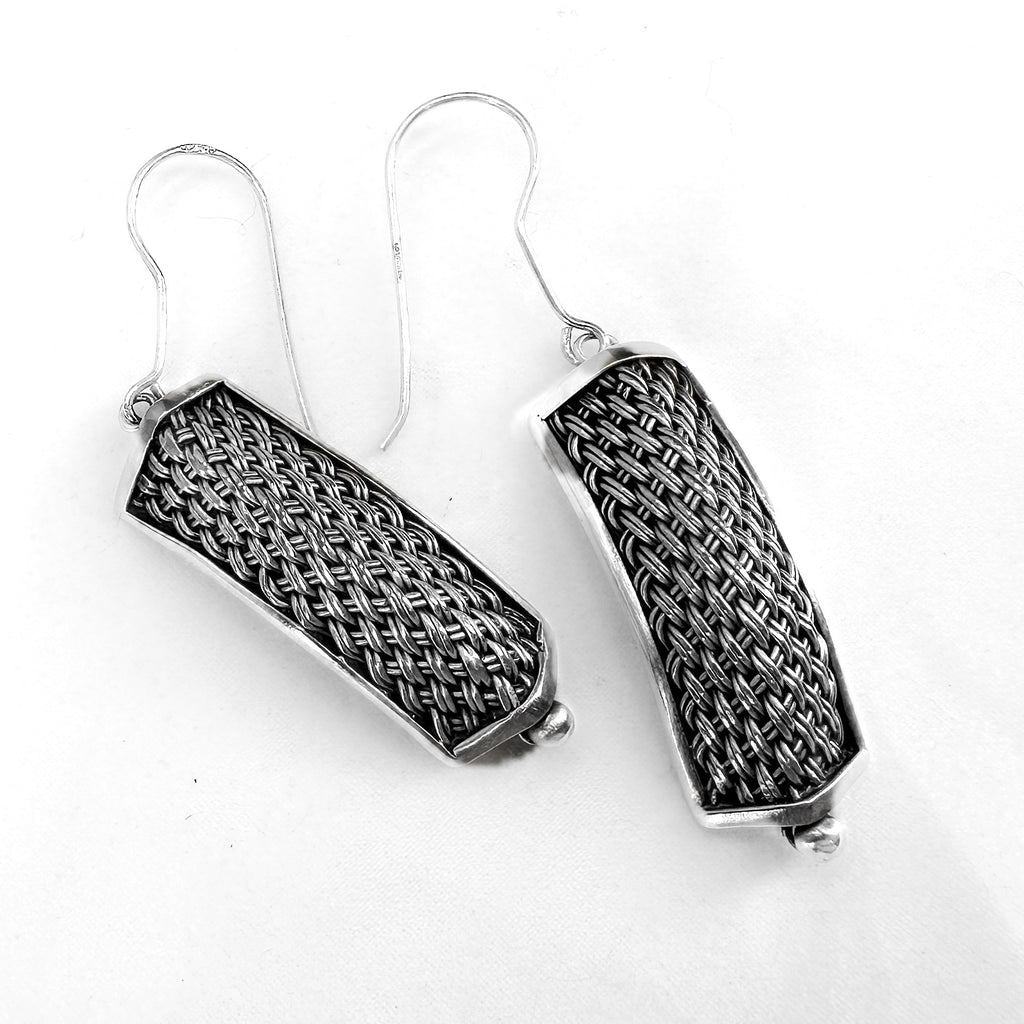 Sterling weave dangle earrings