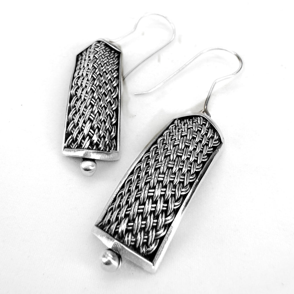 Sterling weave dangle earrings