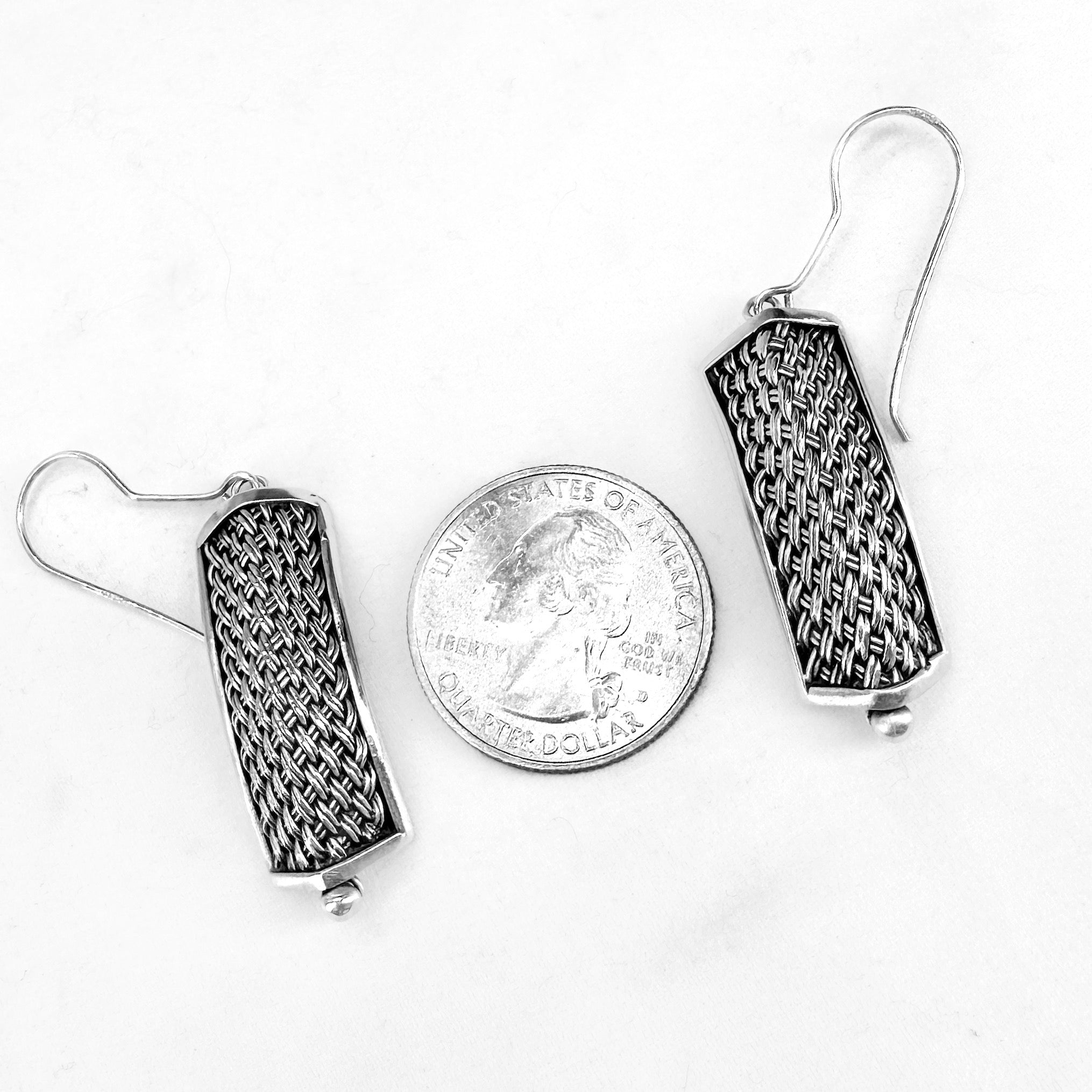 Sterling weave dangle earrings