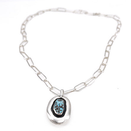 Double sided Turquoise Nugget with Moon and Stars