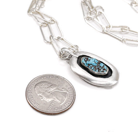 Double sided Turquoise Nugget with Moon and Stars