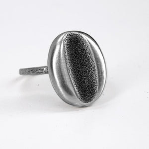Abstract Silver Coffee Bean Ring
