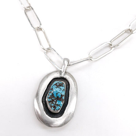 Double sided Turquoise Nugget with Moon and Stars