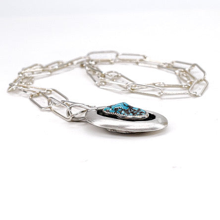 Double sided Turquoise Nugget with Moon and Stars